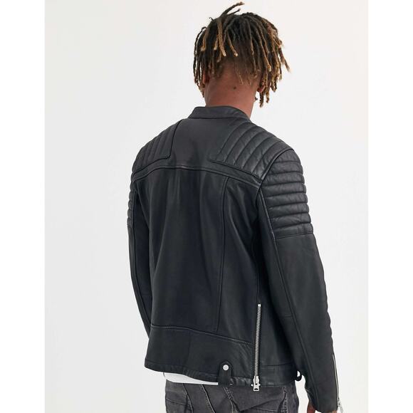 All Saints Jasper leather biker jacket in black - Picture 5 of 16